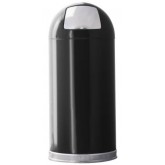 WITT Metal Push Top Dome Indoor Trash Receptacle  - 15 gallon, Black